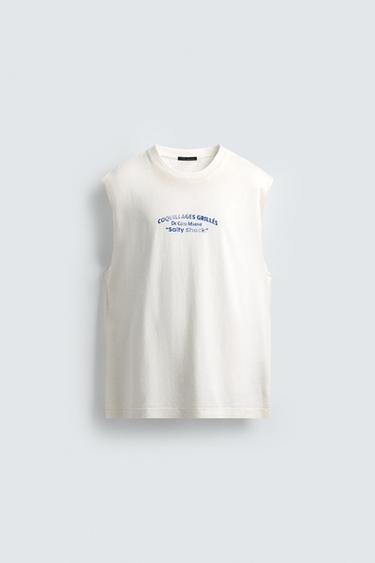 CAMISETA TANK ESTAMPADO LAVADO - Blanco roto de Zara