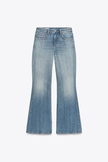 Zara TRF LOW RISE FLARE JEANS - Blue