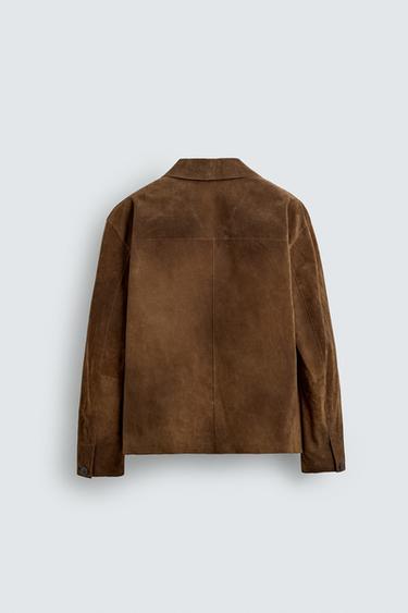 SUEDE LEATHER OVERSHIRT - Brown by Zara - Image 8