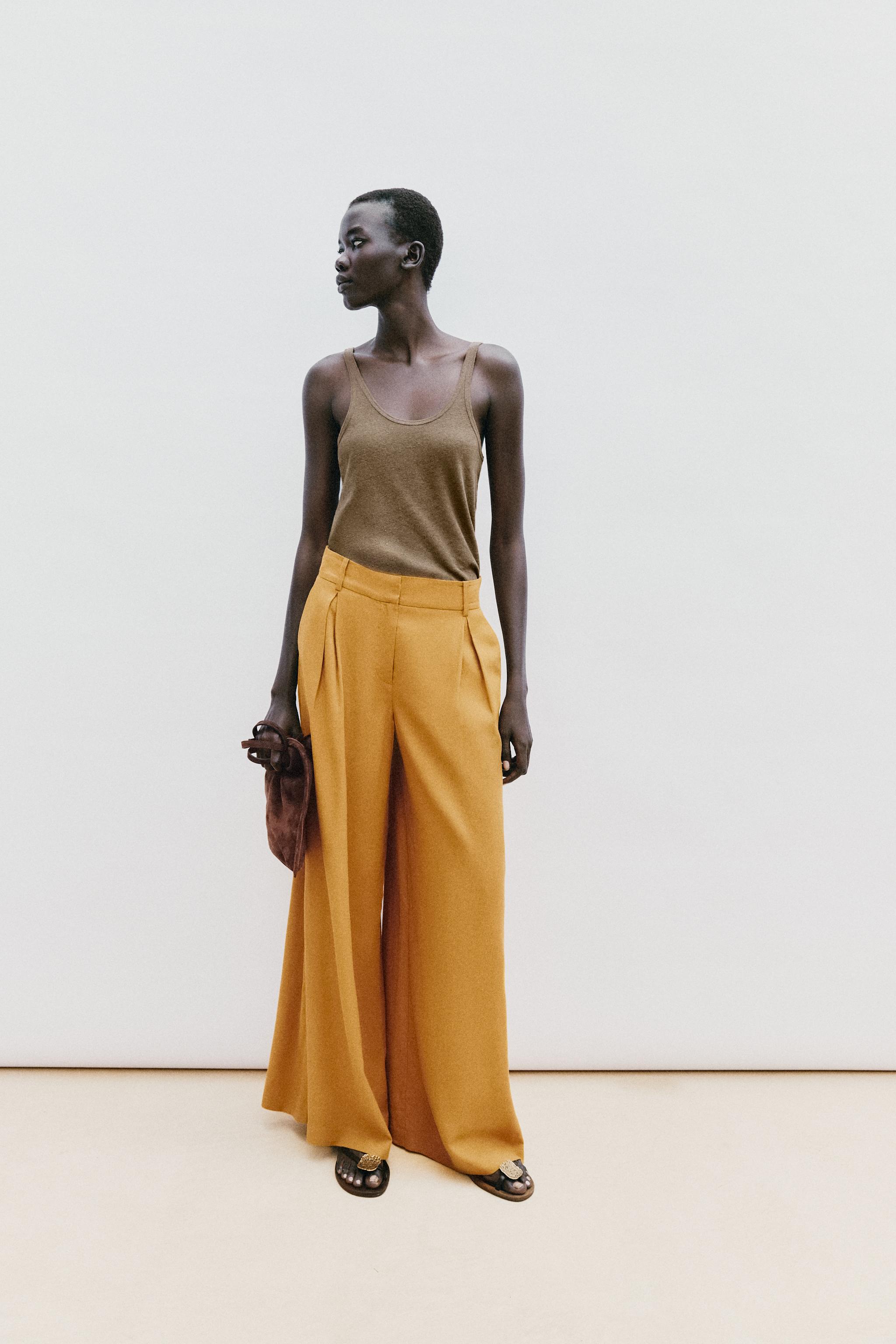 Zara Geniş Paça Keten Pantolon