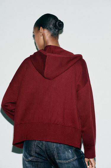 KNITTED HOODIE - Burgundy by Zara - Image 3