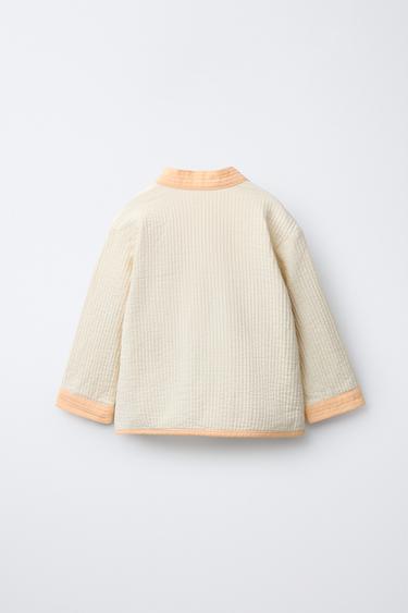 리본 텍스처 셔츠 - Zara 크림