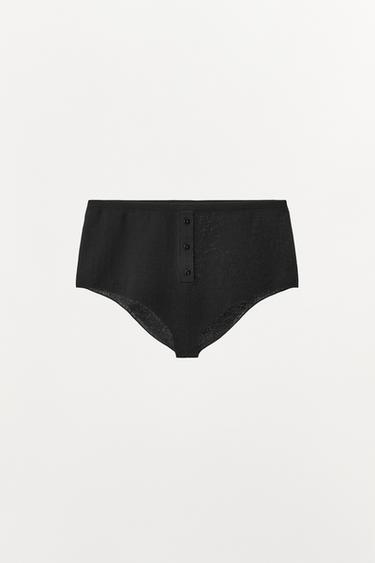 PANTALONS CURTS MINI AMB COTÓ I BOTONS - Negre de Zara