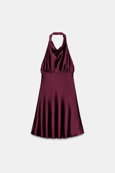 SATIN SHORT DRESS - Burgundy by Zara - Image 0