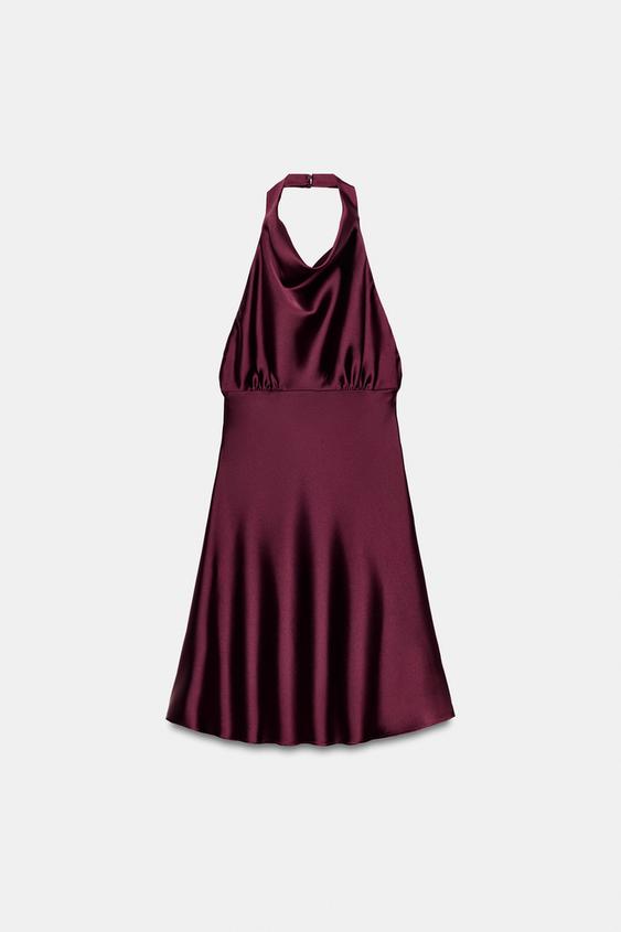 SATIN SHORT DRESS - Burgundy by Zara - Image 0