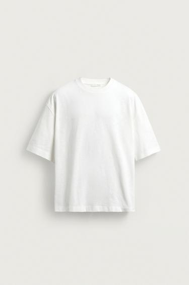 WASHED SLUB KNIT T-SHIRT - White by Zara