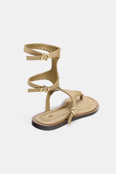DOUBLE SUEDE ANKLE STRAP SANDALS - Sand Brown by Zara - Image 3