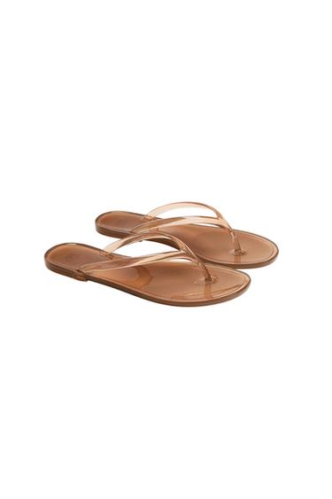 LIMITED EDITION JELLY FLAT SANDALS - Brown by Zara