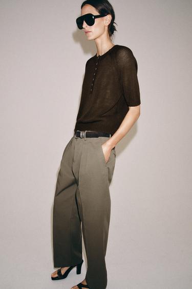 JERSEY PUNTO MANGA CORTA BOTONES - Marrón de Zara