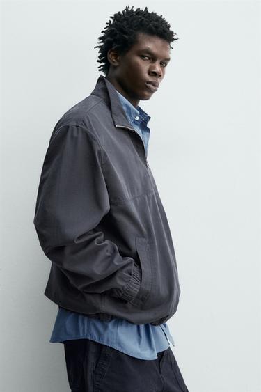 COTTON-LYOCELL QUARTER-ZIP OVERSHIRT - Anthracite grey by Zara - Image 4