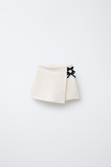Zara TEXTURED SKORT - Ecru