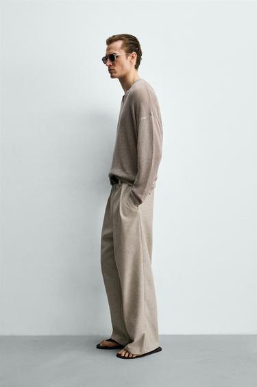 100% LINEN RELAXED FIT JUMPER - Light beige by Zara - Image 3