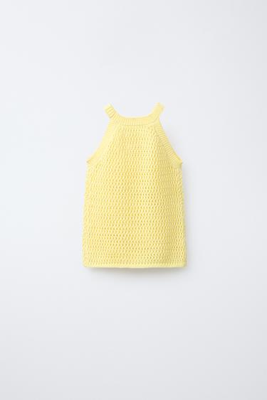KNIT TOP WITH SHELL BEADS - Yellow by Zara - Image 1