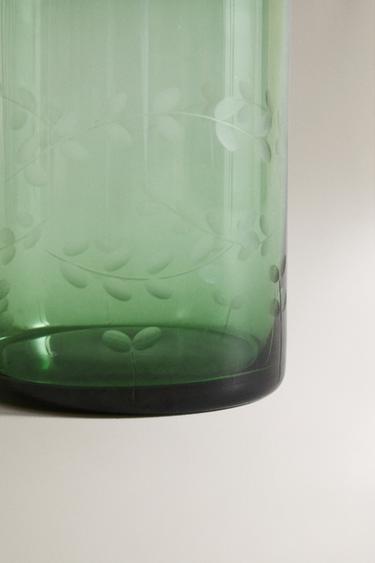 GLASS CHRISTMAS LEAF TUMBLER - Green by Zara - Image 3
