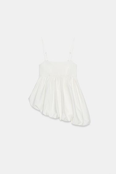 PUFF-SLEEVE STRAPPY TOP - Oyster-white by Zara - Image 6