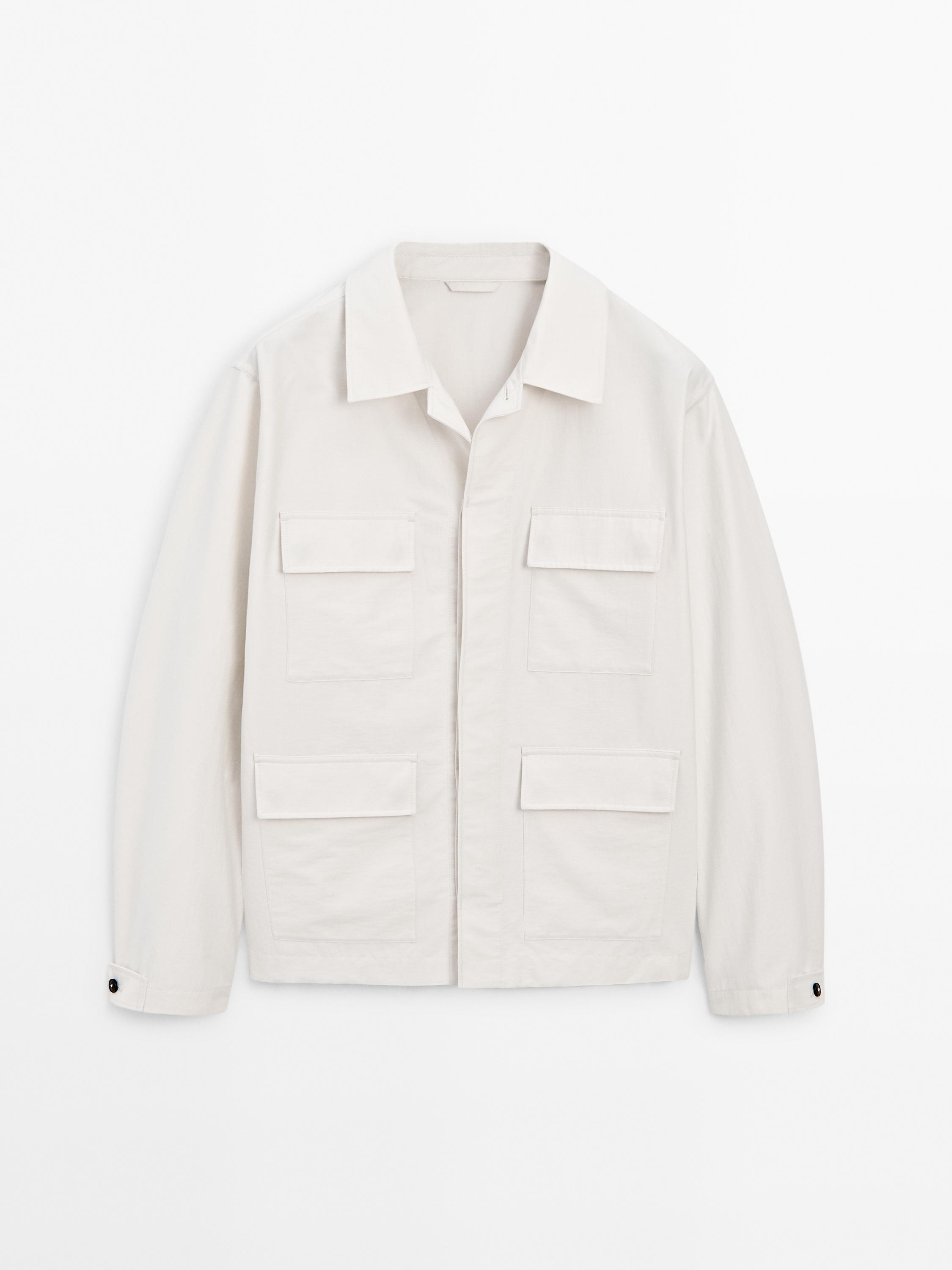 Cotton blend jacket with pockets