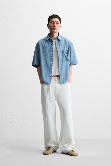 CONTRAST TEXTURED SHIRT - Blue by Zara - Image 0