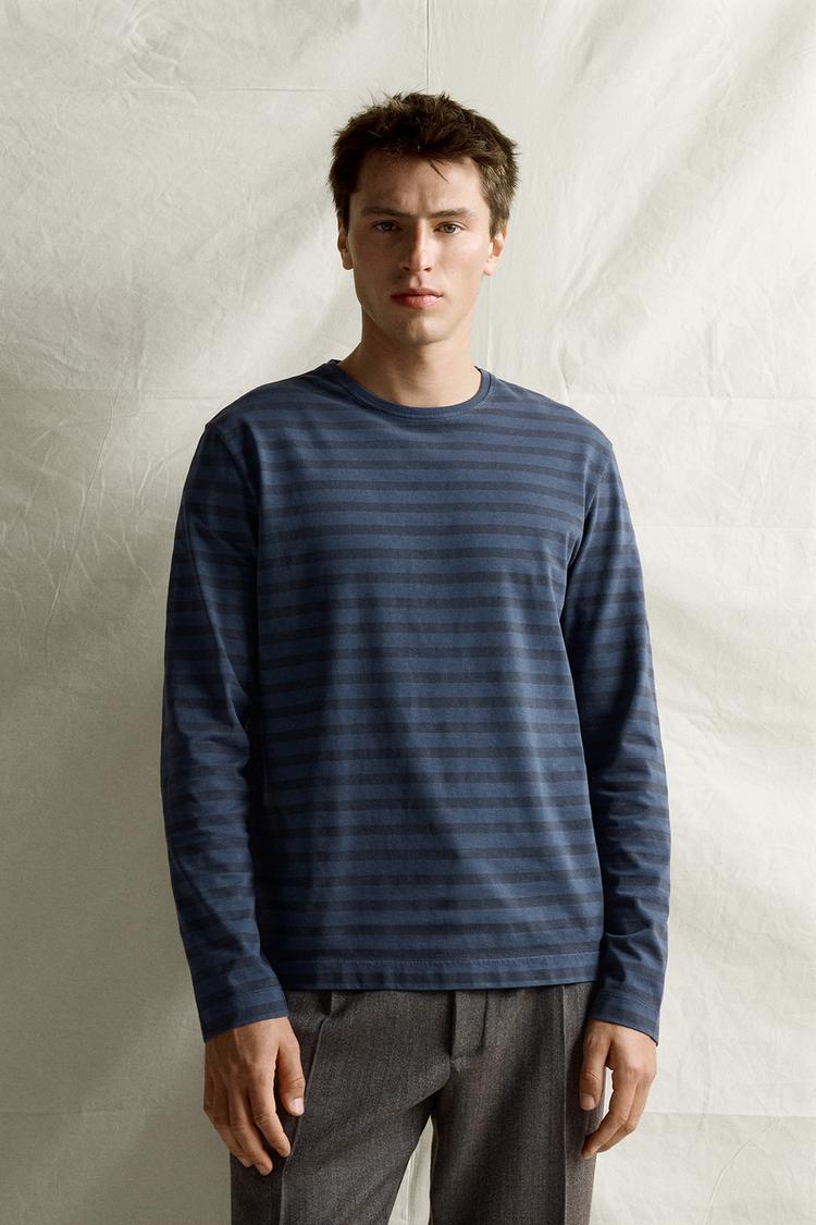 SUPIMA® STRIPED JACQUARD T-SHIRT