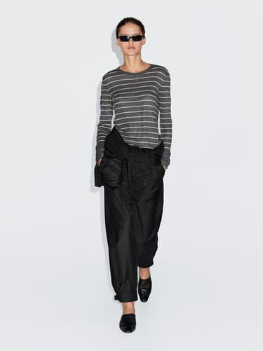 Zara Lightweight striped long sleeve T-shirt - Gray marl