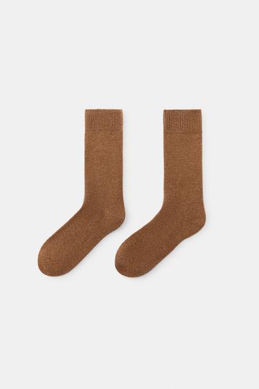 PLAIN WOOL SOCKS - camel by Zara