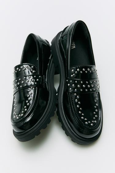 STUDDED LOAFERS - Black by Zara