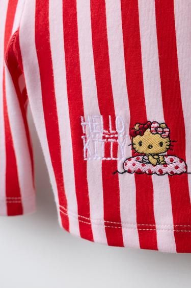 LEGGING DE CYCLISTE À RAYURES BRODÉ HELLO KITTY © SANRIO - Rouge de Zara - Image 2