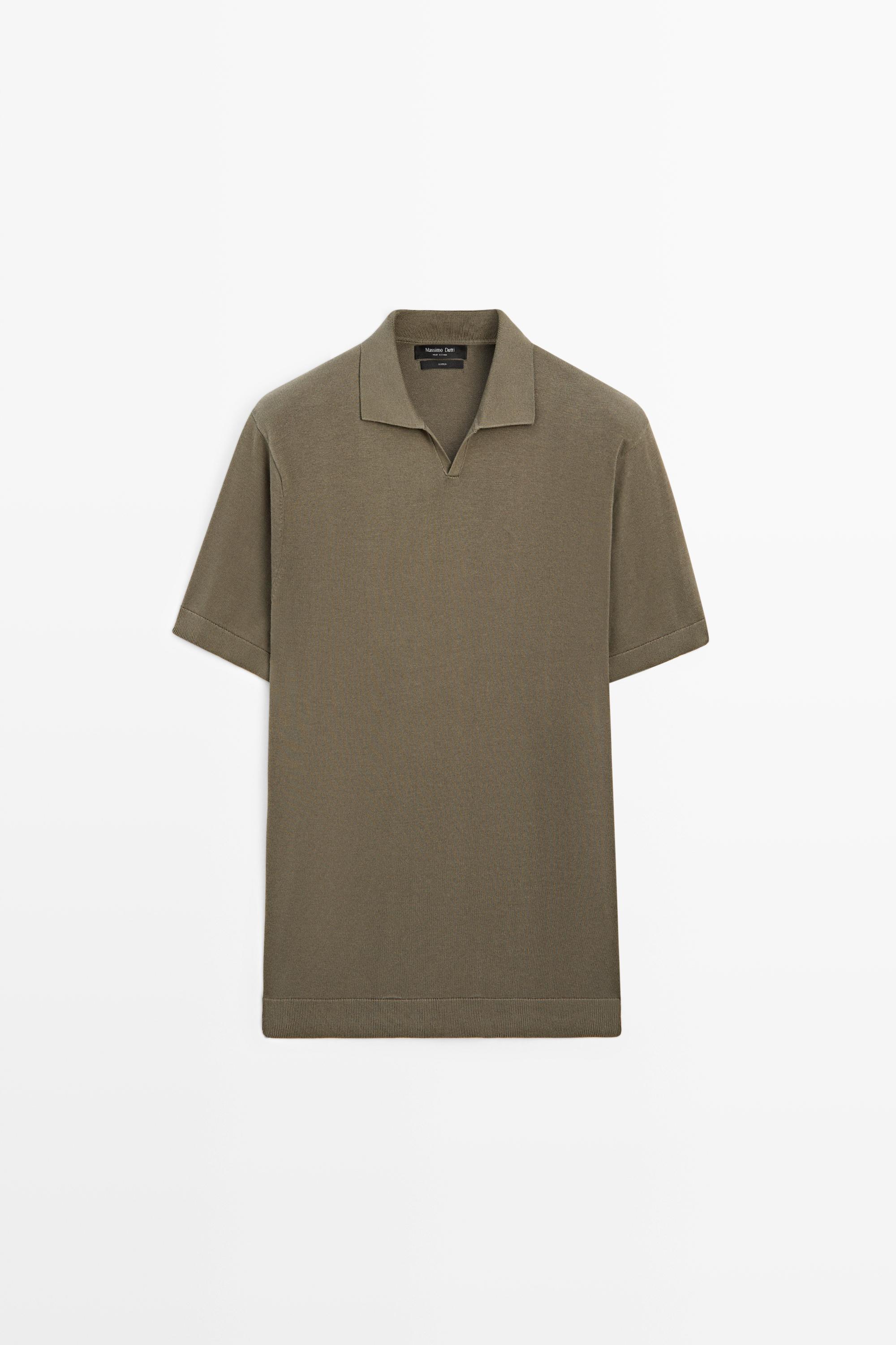 100% cotton V-neck knit polo — 549