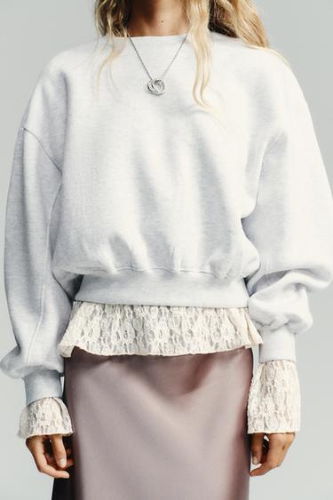 SWEAT MOLLETON BASIQUE - Gris chiné de Zara - Image 3