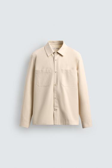 RELAXED FIT TEXTURED OVERSHIRT - Oyster-white by Zara