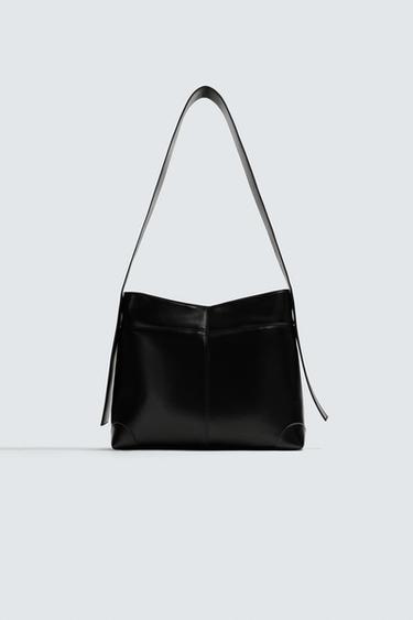 ステッチディテール付きトートバッグブラックZaraのステッチディテール付きトートバッグ - ブラック 