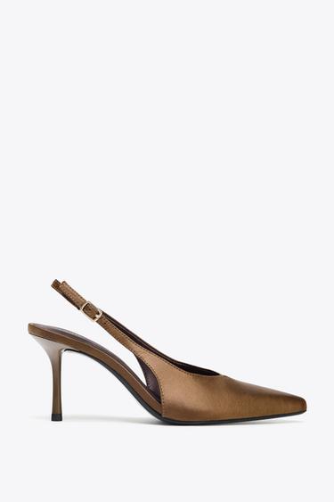 SLINGBACK HIGH-HEEL SHOES - Brown by Zara
