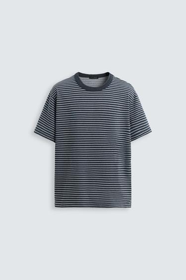 Zara JACQUARD STRIPED SWEATSHIRT - Indigo