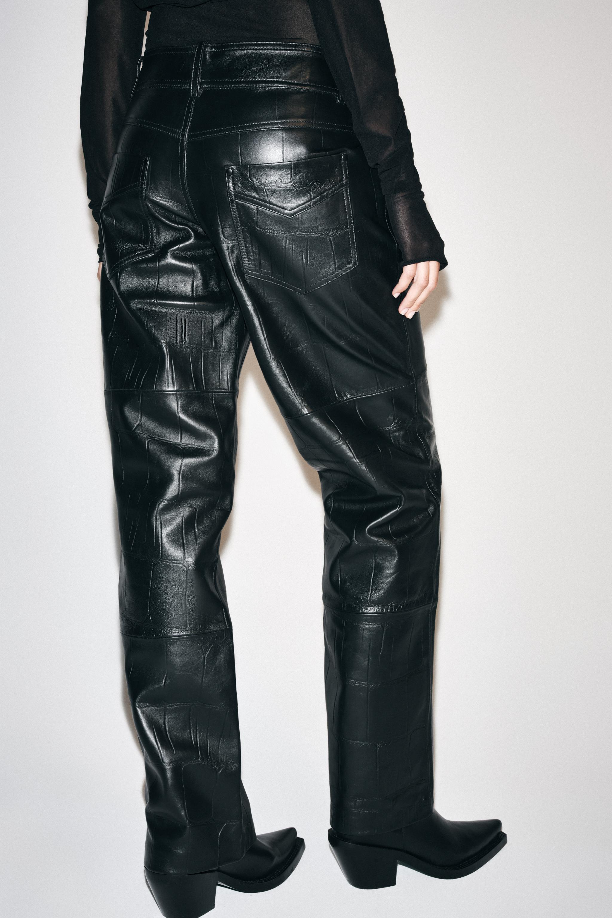 100% LEATHER STRAIGHT PANTS ZW COLLECTION