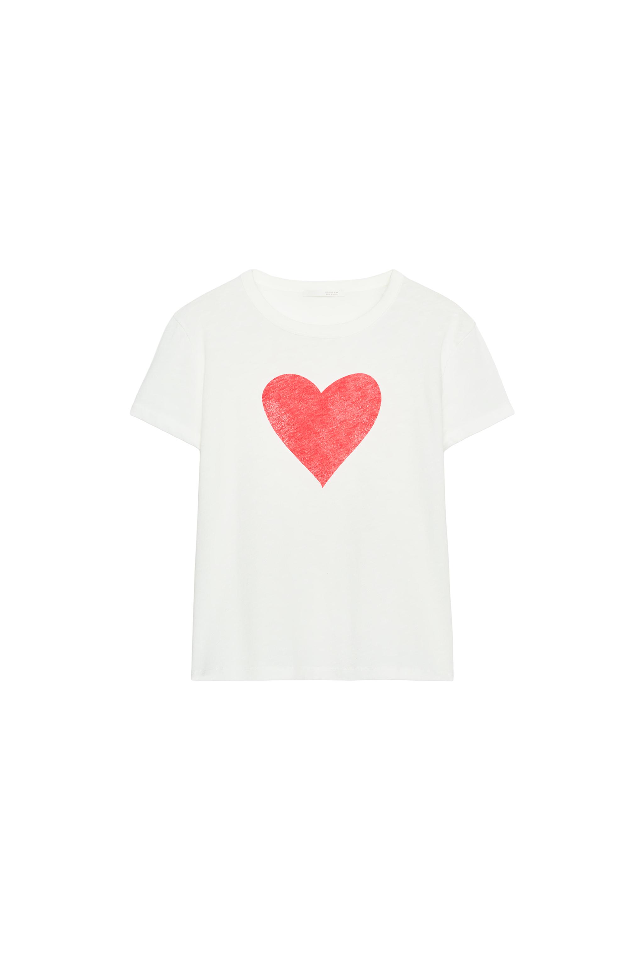 SHORT SLEEVE HEART T-SHIRT - White | ZARA United States