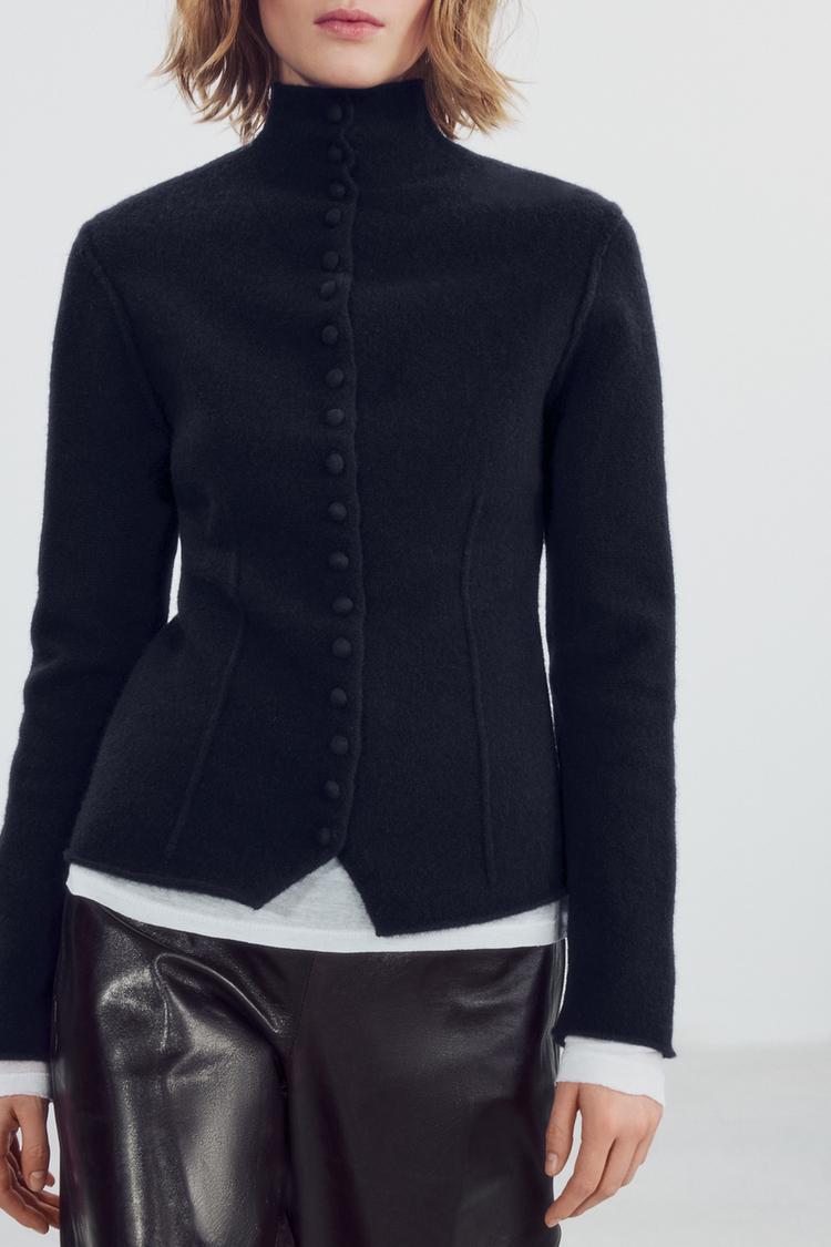 CHAQUETA 100% LANA CUELLO SUBIDO