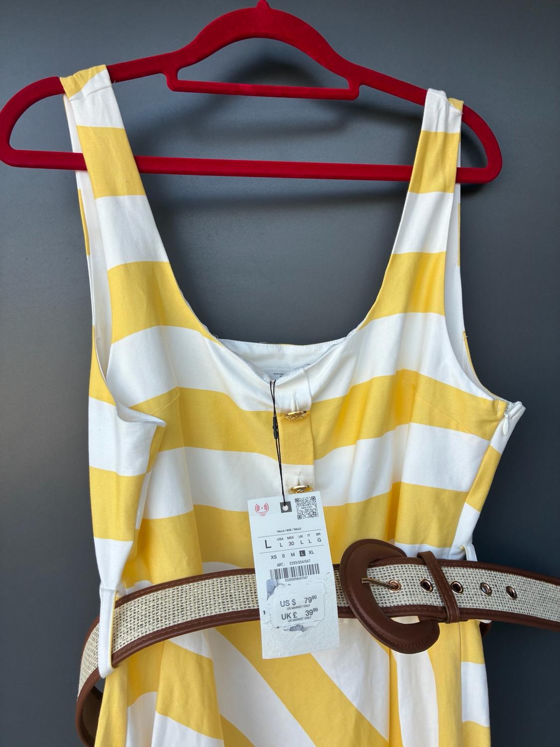STRIPED MIDI DRESS WITH BELT - Image 2