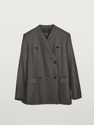 Veste de tailleur chinée 100 % laine - Marron de Zara