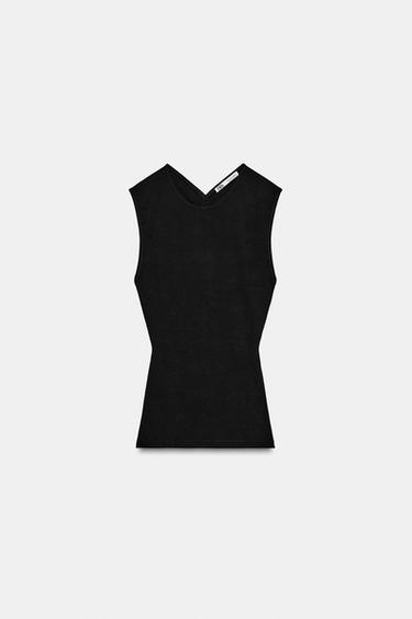 Zara OPEN BACK TOP - Black