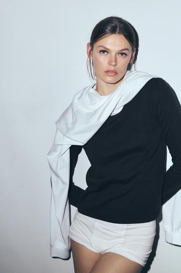 INTERLOCK LONG SLEEVE T-SHIRT - Charcoal by Zara