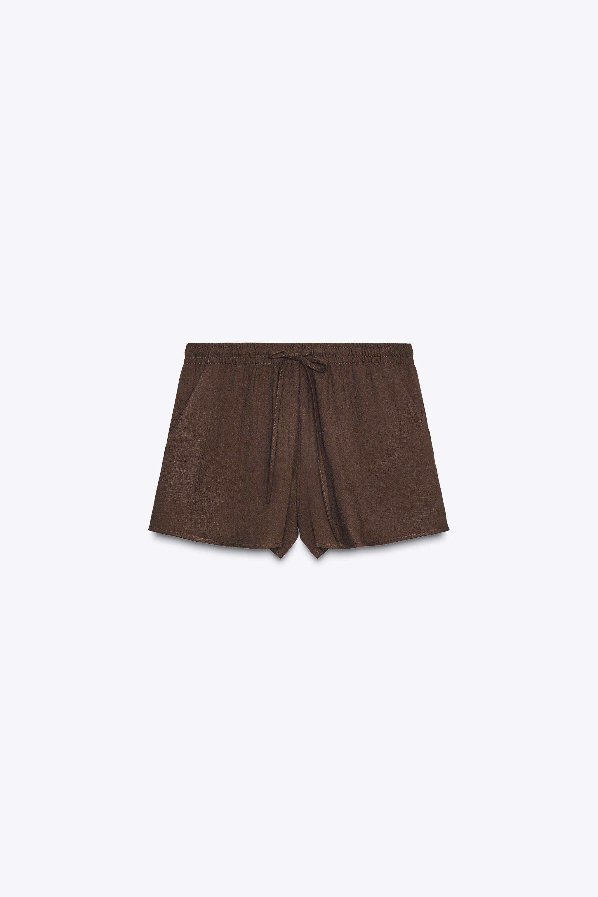 ☆ドイツ発*ZARA*新作*ベルテッドショートパンツ/NAVY☆ LIMITED EDITION ベルト ストレートフィットパンツ - ネイビー