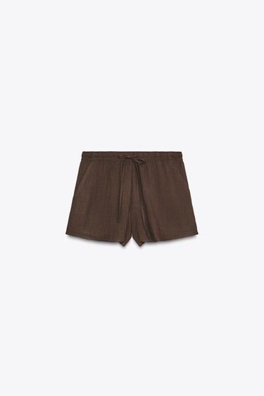 SHORT MINI À LIEN - Marron de Zara - Image 4