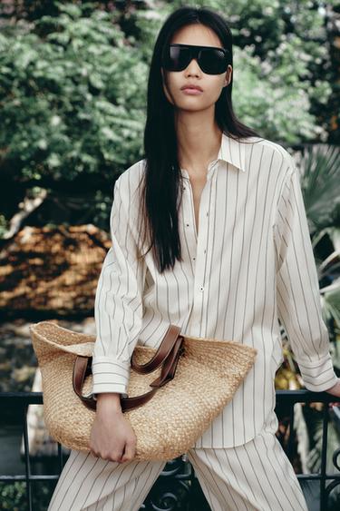 BRAIDED SHOPPER BAG - Dark tan by Zara
