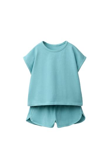 SET AUS T-SHIRT UND BERMUDAS - Türkis von Zara