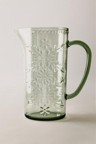 FLORAL ACRYLIC JUG - Green / Blue by Zara