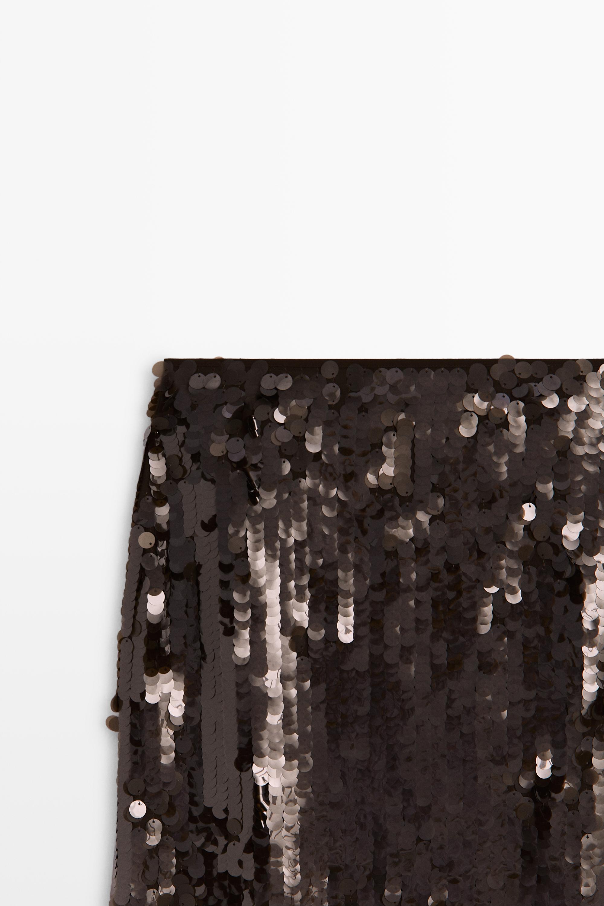 Jupe midi droite à paillettes