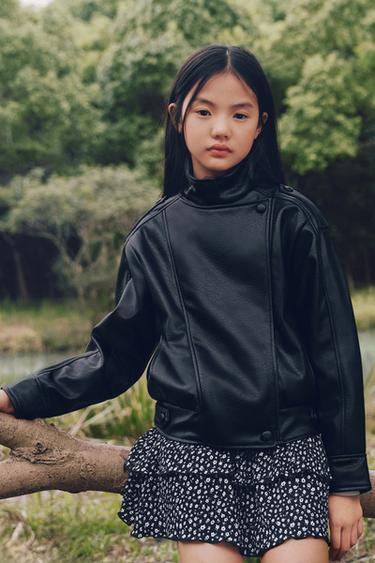 Zara 荷葉邊印花短褲裙 - 黑色