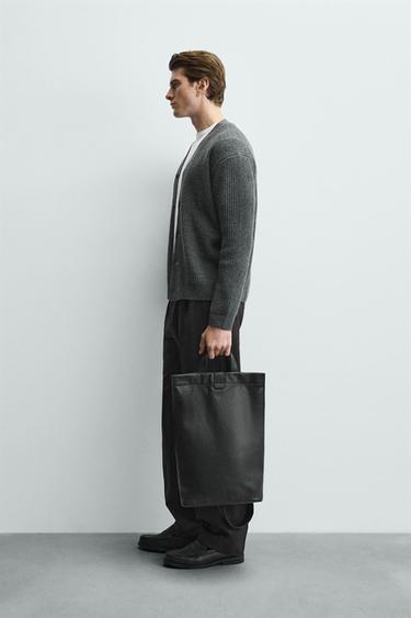 WOOL TEXTURED CARDIGAN - Grey by Zara - Image 3