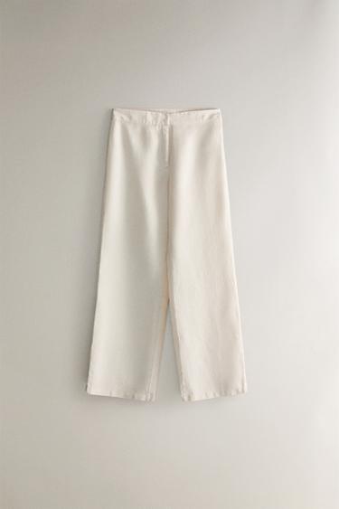 CALÇA COMPRIDA EM LINHO EM COR LISA - Cru da Zara