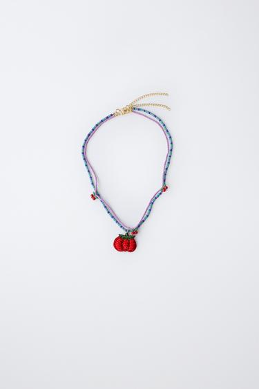 COLLIER TRESSÉ PENDENTIFS FLEURS - Bleu encre | France COLLIER TRESSÉ PENDENTIFS FLEURS - Bleu encre | France