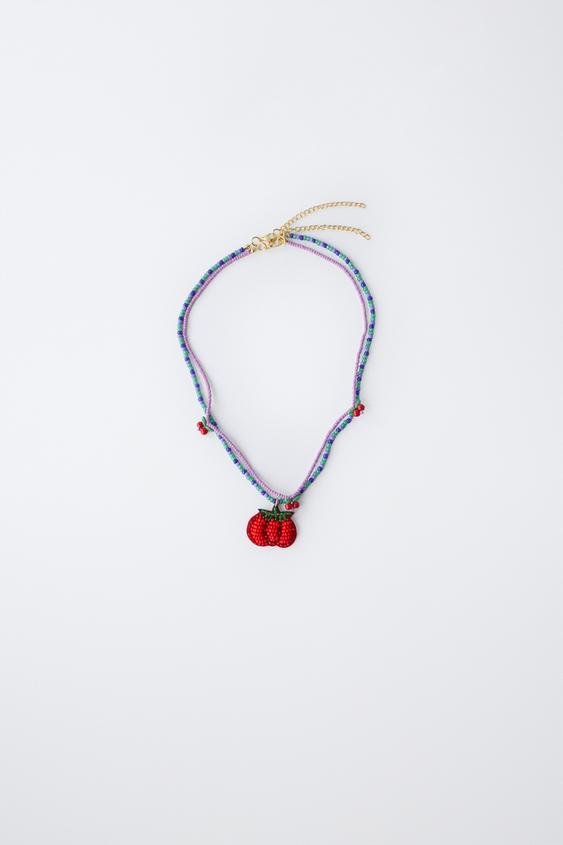 PACK DOS COLLARES ABALORIOS TOMATE - Rojo de Zara - Imagen 0